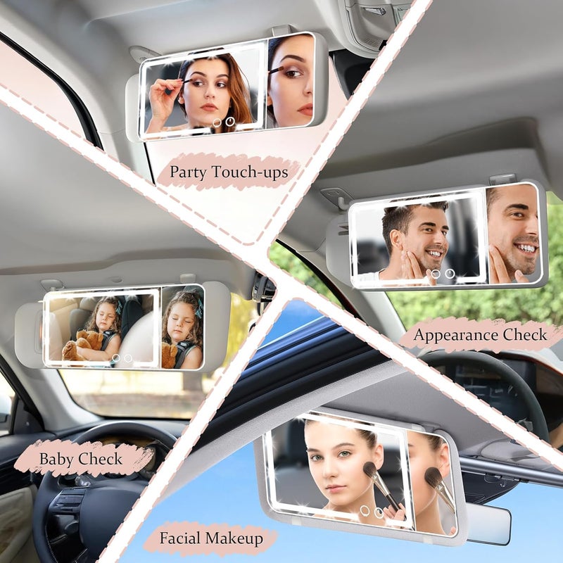 ihkwlma Led Car Sun Visor Vanity Mirror Upgraded Large Vanity Makeup Universal Rear View Mirror for Car Visor - Image 3
